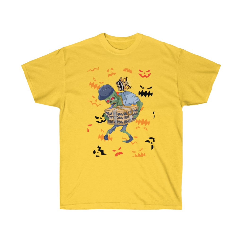 Break It Down Zombie T-shirt (Pumpkin Design)